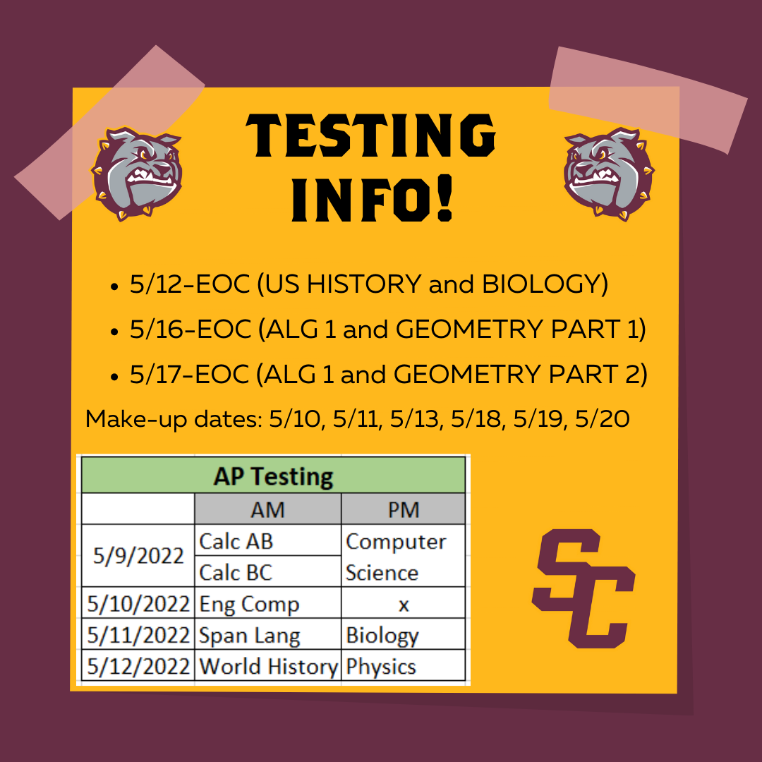  Flyer that says Testing Info!